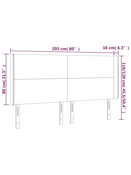 Voodipeats servadega, tumeroheline, 203x16x118/128 cm, samet