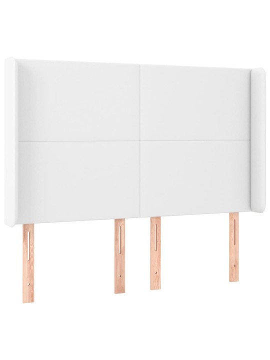 Voodipeats servadega, valge, 147x16x118/128 cm, kunstnahk