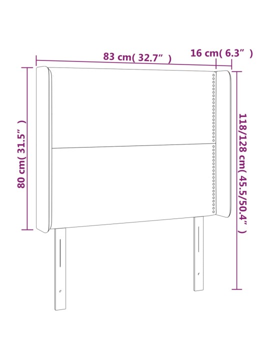 Voodipeats servadega, must, 83x16x118/128 cm, kangas