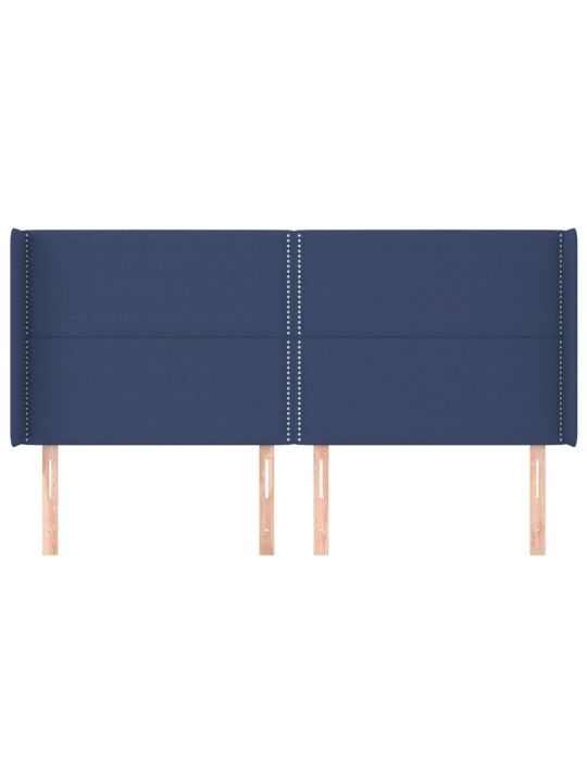 Voodipeats servadega, sinine, 203x16x118/128 cm, kangas