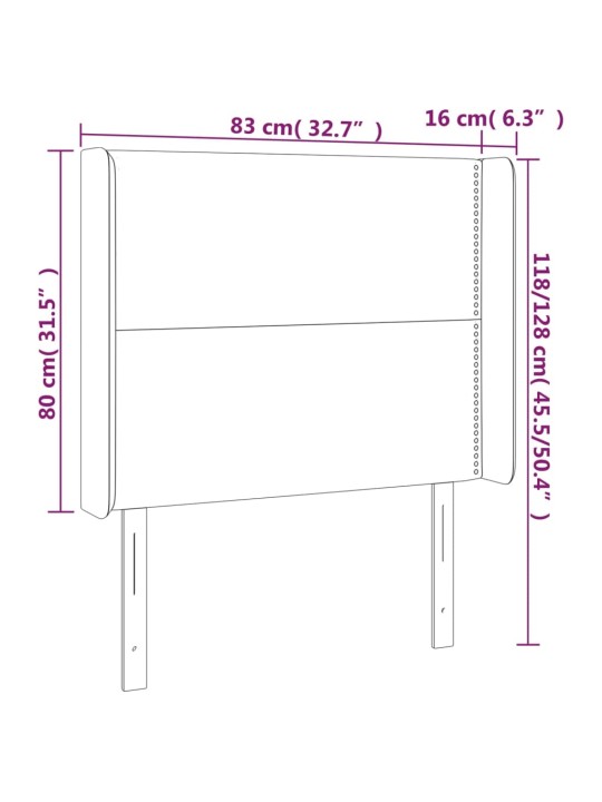 Voodipeats servadega, must, 83x16x118/128 cm, samet