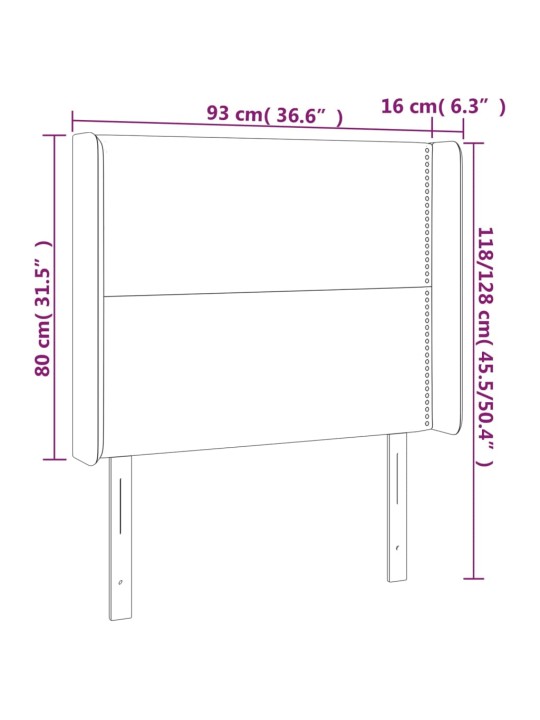 Voodipeats servadega, tumehall, 93x16x118/128 cm, samet