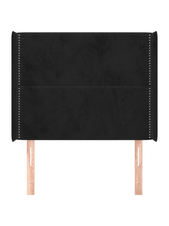 Voodipeats servadega, must, 93x16x118/128 cm, samet