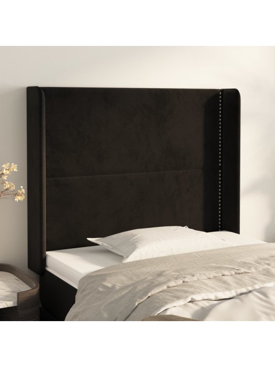 Voodipeats servadega, must, 93x16x118/128 cm, samet