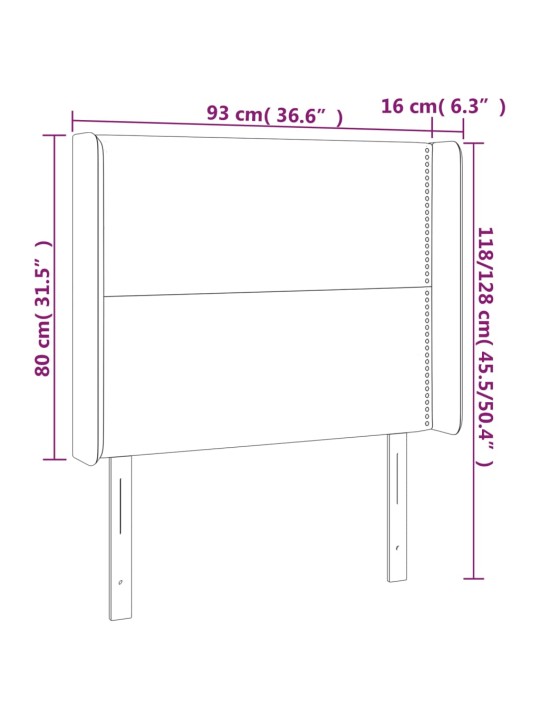 Voodipeats servadega, tumeroheline, 93x16x118/128 cm, samet