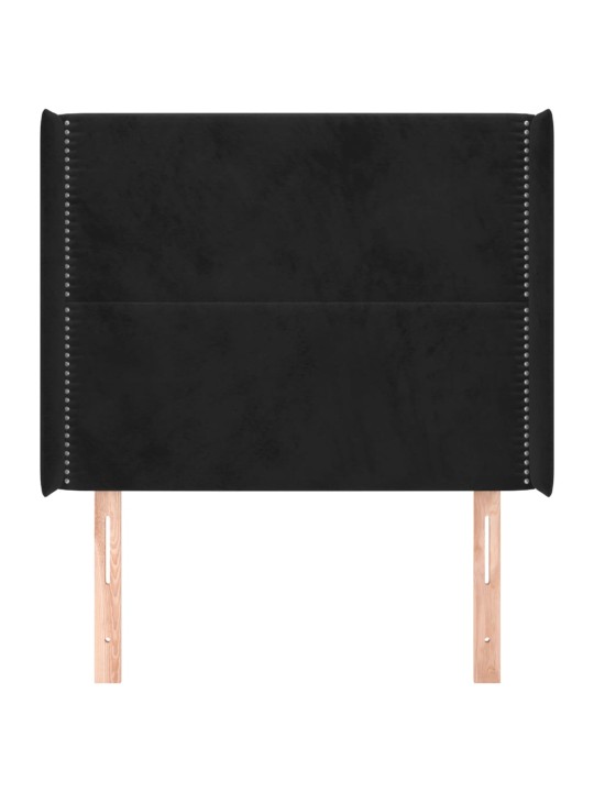 Voodipeats servadega, must, 103x16x118/128 cm, samet