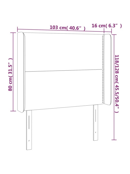 Voodipeats servadega, tumeroheline, 103x16x118/128 cm, samet