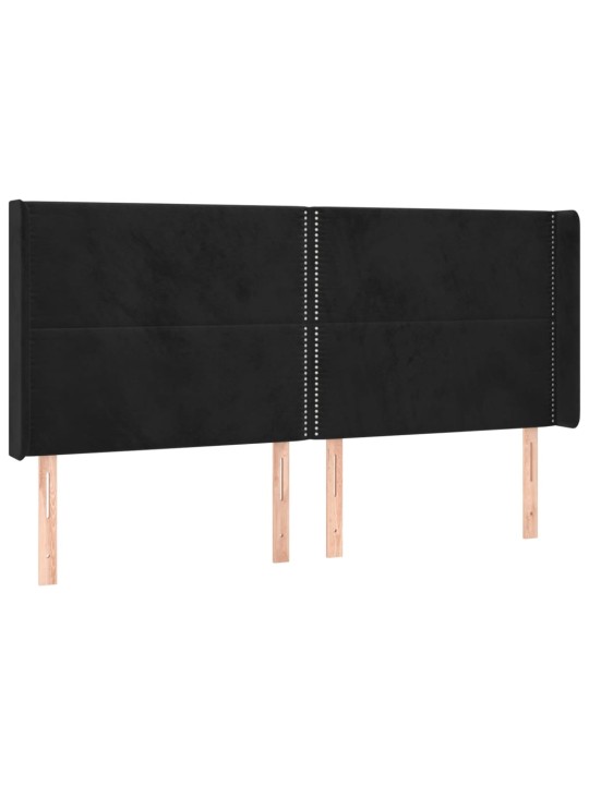 Voodipeats servadega, must, 163x16x118/128 cm, samet