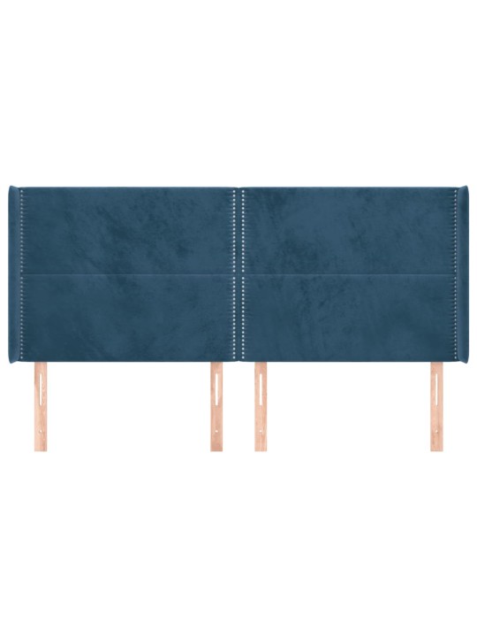 Voodipeats servadega, tumesinine, 163x16x118/128 cm, samet