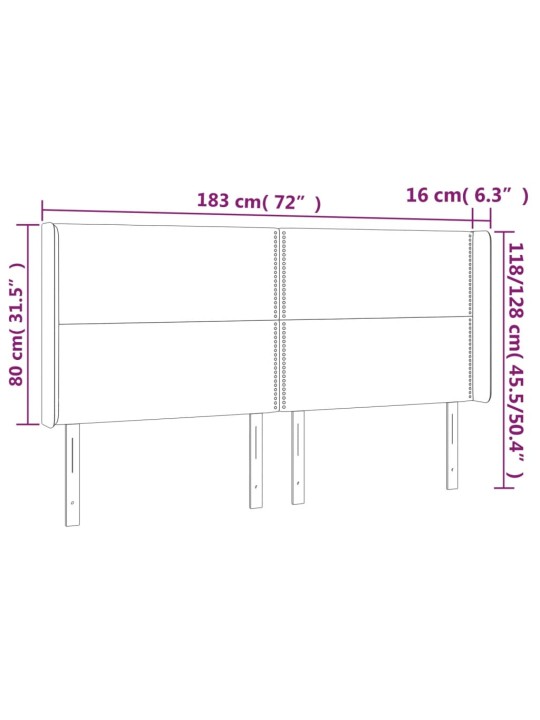 Voodipeats servadega, tumehall, 183x16x118/128 cm, samet