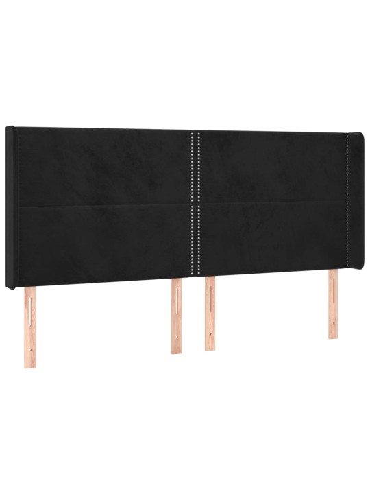 Voodipeats servadega, must, 183x16x118/128 cm, samet
