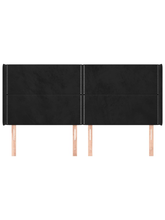 Voodipeats servadega, must, 183x16x118/128 cm, samet