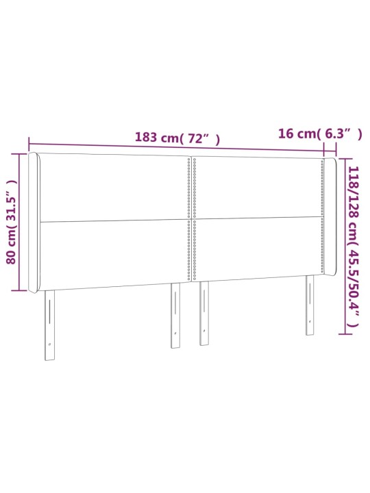 Voodipeats servadega, must, 183x16x118/128 cm, samet