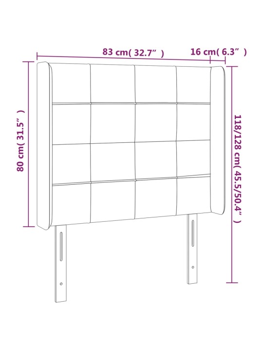 Voodipeats servadega, must, 83x16x118/128 cm, kangas