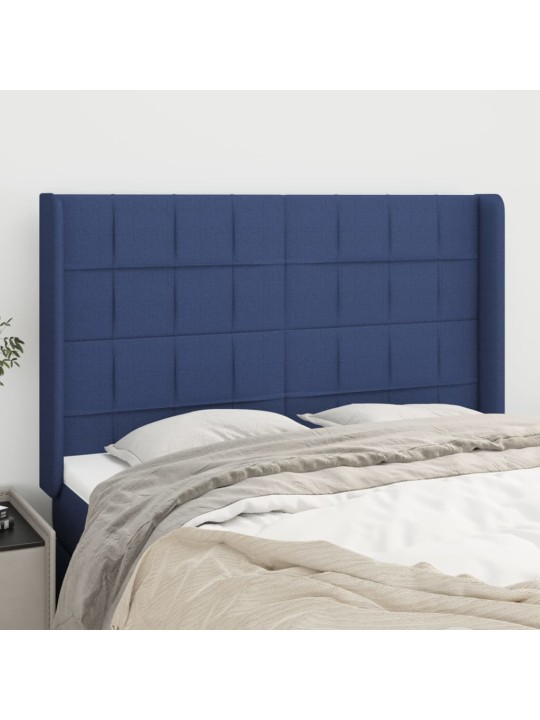 Voodipeats servadega, sinine, 147x16x118/128 cm, kangas