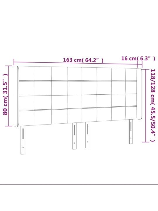 Voodipeats servadega, must, 163x16x118/128 cm, kangas