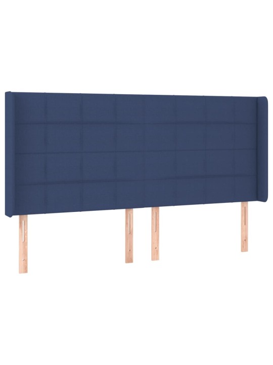 Voodipeats servadega, sinine, 163x16x118/128 cm, kangas
