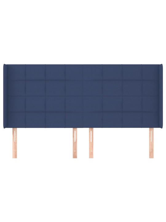 Voodipeats servadega, sinine, 163x16x118/128 cm, kangas