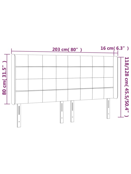 Voodipeats servadega, must, 203x16x118/128 cm, kangas