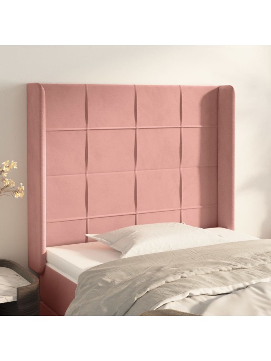 Voodipeats servadega, roosa, 83x16x118/128 cm, samet