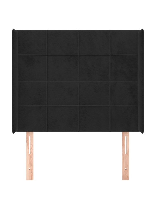 Voodipeats servadega, must, 93x16x118/128 cm, samet