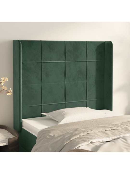 Voodipeats servadega, tumeroheline, 93x16x118/128 cm, samet