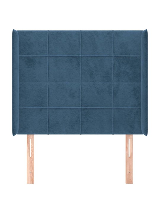 Voodipeats servadega, tumesinine, 93x16x118/128 cm, samet