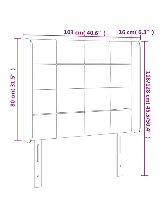 Voodipeats servadega, helehall, 103x16x118/128 cm, samet