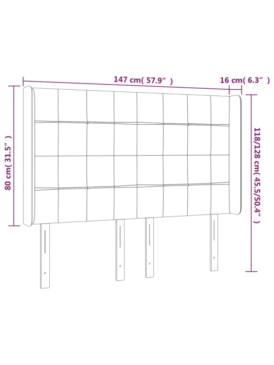 Voodipeats servadega, tumehall, 147x16x118/128 cm, samet