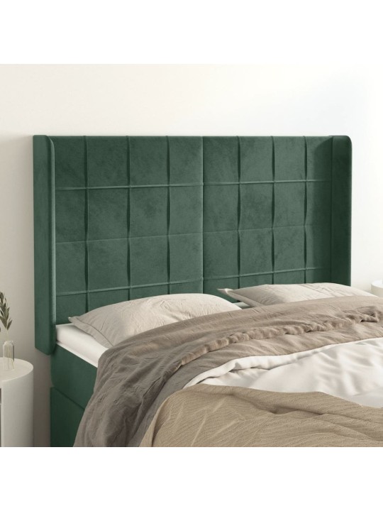 Voodipeats servadega, tumeroheline, 147x16x118/128 cm, samet