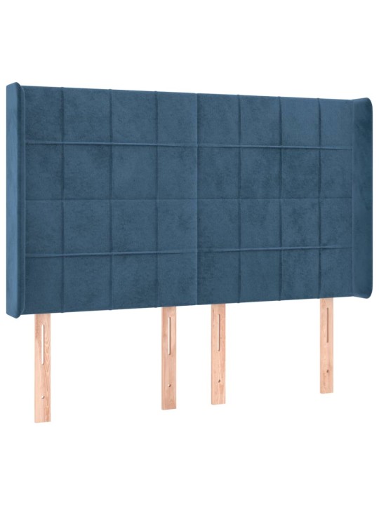 Voodipeats servadega, tumesinine, 147x16x118/128 cm, samet