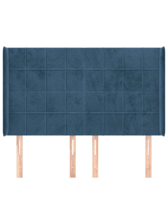 Voodipeats servadega, tumesinine, 147x16x118/128 cm, samet