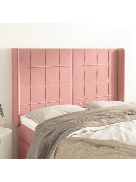 Voodipeats servadega, roosa, 147x16x118/128 cm, samet