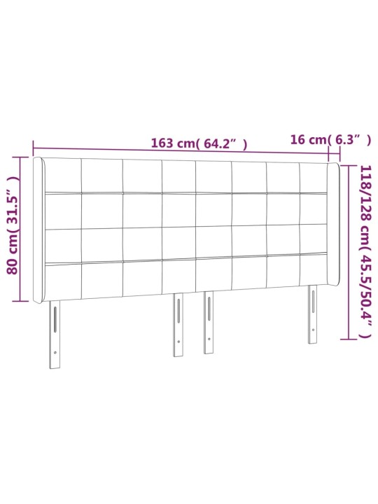 Voodipeats servadega, helehall, 163x16x118/128 cm, samet