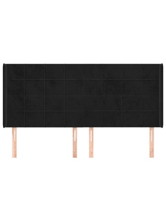 Voodipeats servadega, must, 163x16x118/128 cm, samet