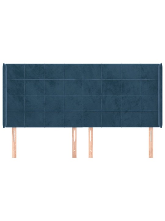 Voodipeats servadega, tumesinine, 183x16x118/128 cm, samet