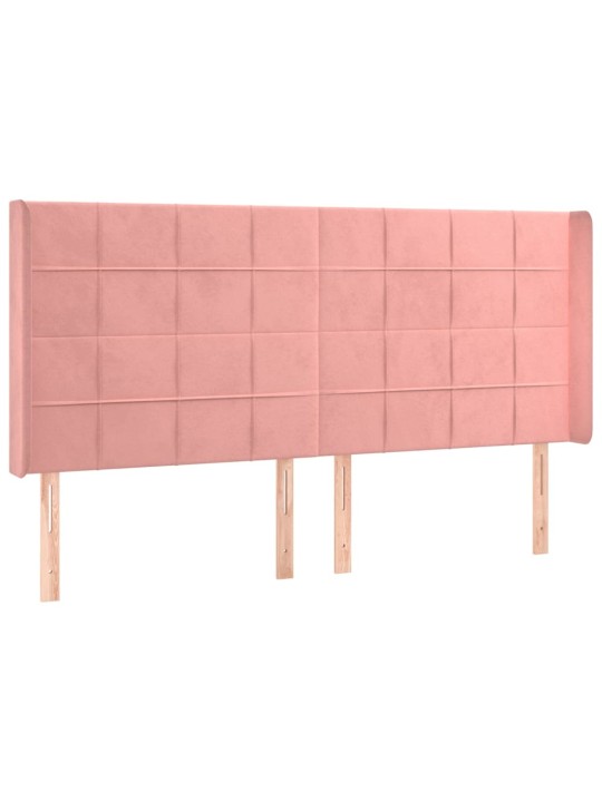 Voodipeats servadega, roosa, 183x16x118/128 cm, samet