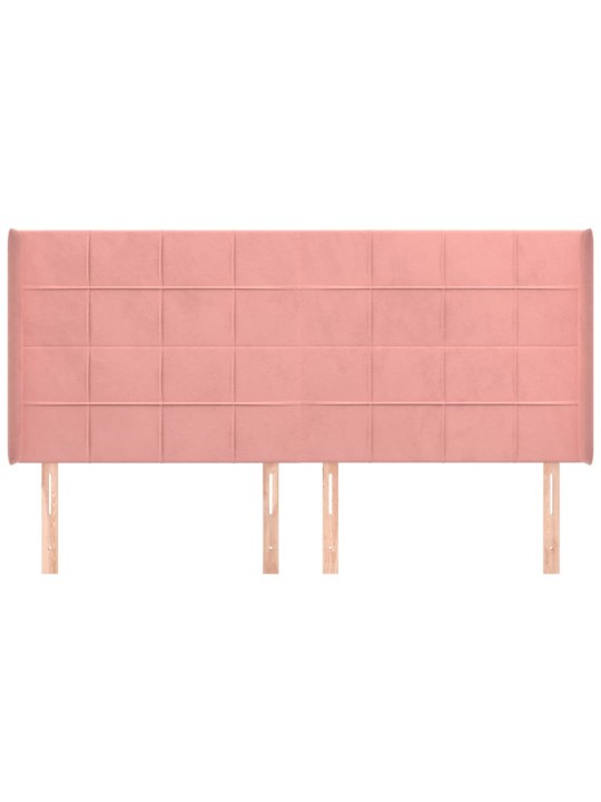 Voodipeats servadega, roosa, 183x16x118/128 cm, samet