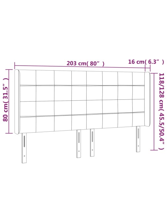 Voodipeats servadega, tumehall, 203x16x118/128 cm, samet