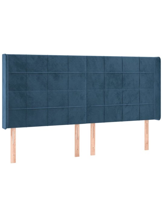 Voodipeats servadega, tumesinine, 203x16x118/128 cm, samet