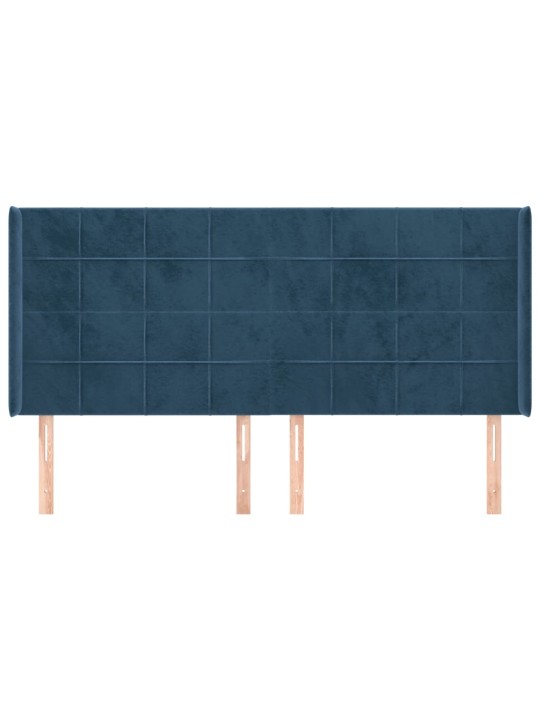Voodipeats servadega, tumesinine, 203x16x118/128 cm, samet