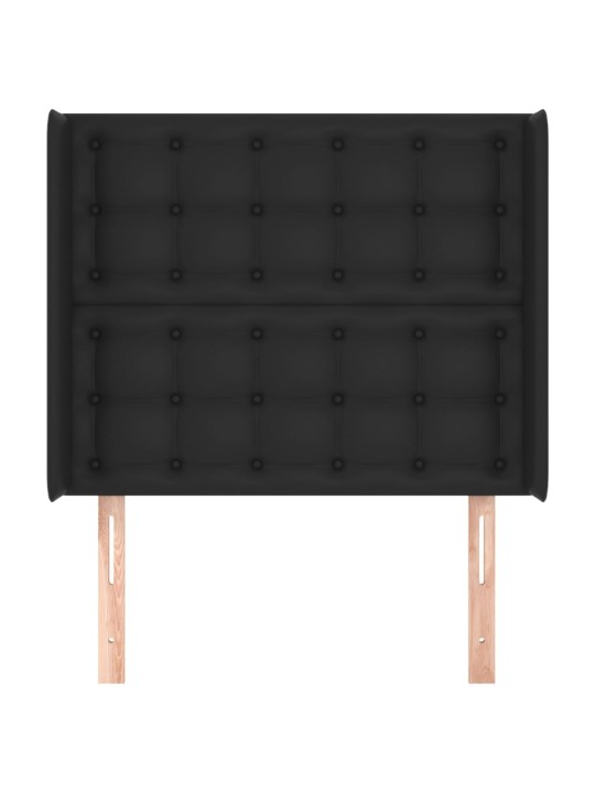 Voodipeats servadega, must, 83x16x118/128 cm, kunstnahk