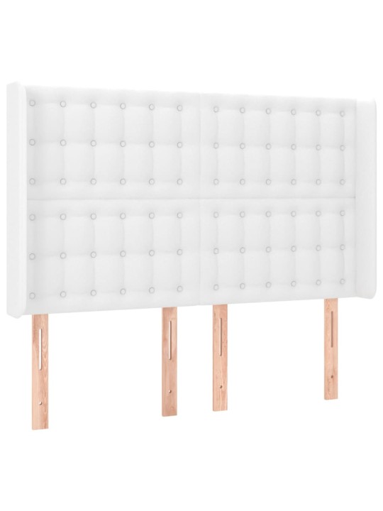 Voodipeats servadega, valge, 147x16x118/128 cm, kunstnahk