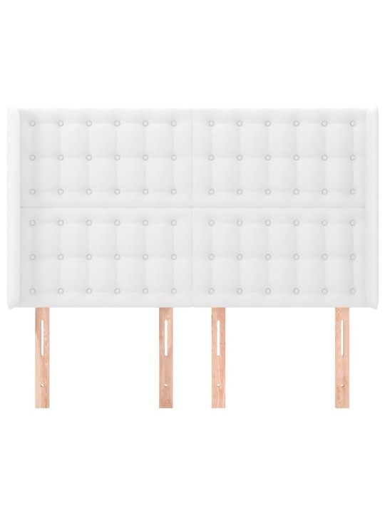 Voodipeats servadega, valge, 147x16x118/128 cm, kunstnahk