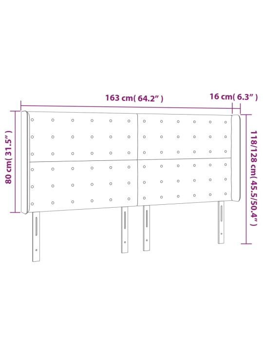 Voodipeats servadega, must, 163x16x118/128 cm, kunstnahk