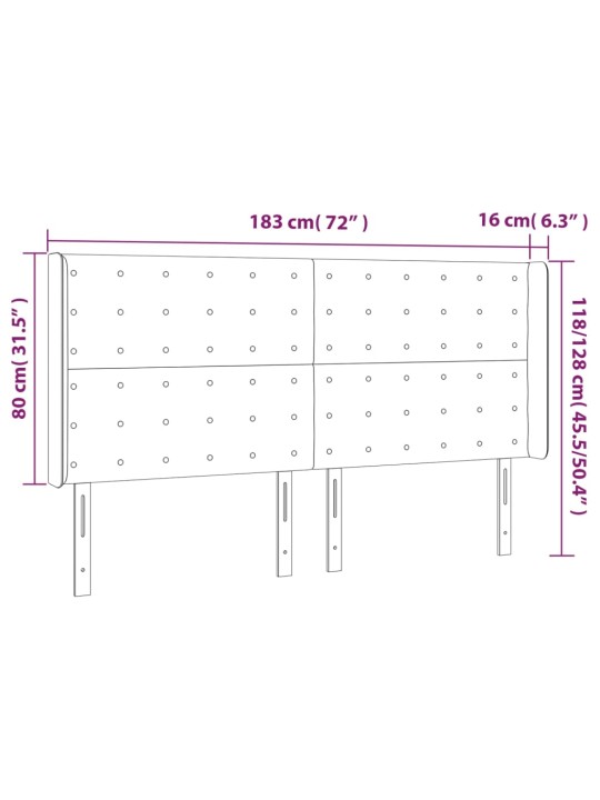 Voodipeats servadega, must, 183x16x118/128 cm, kunstnahk