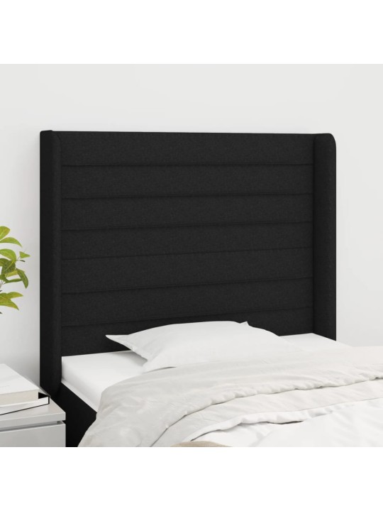 Voodipeats servadega, must, 93x16x118/128 cm, kangas
