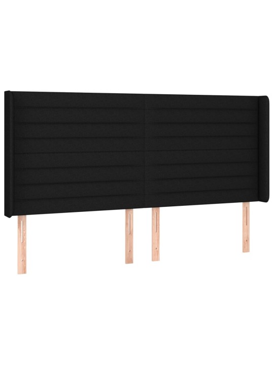Voodipeats servadega, must, 163x16x118/128 cm, kangas
