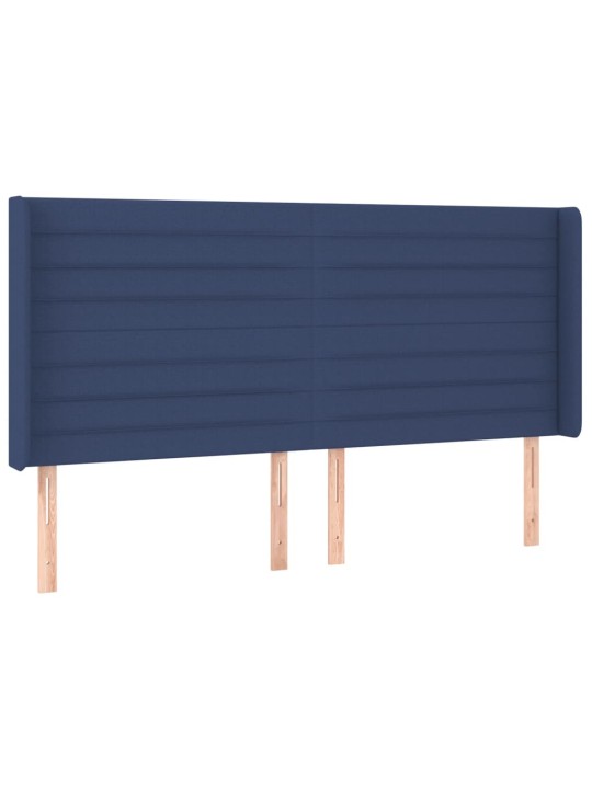 Voodipeats servadega, sinine, 203x16x118/128 cm, kangas