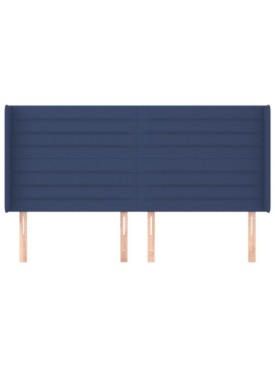 Voodipeats servadega, sinine, 203x16x118/128 cm, kangas